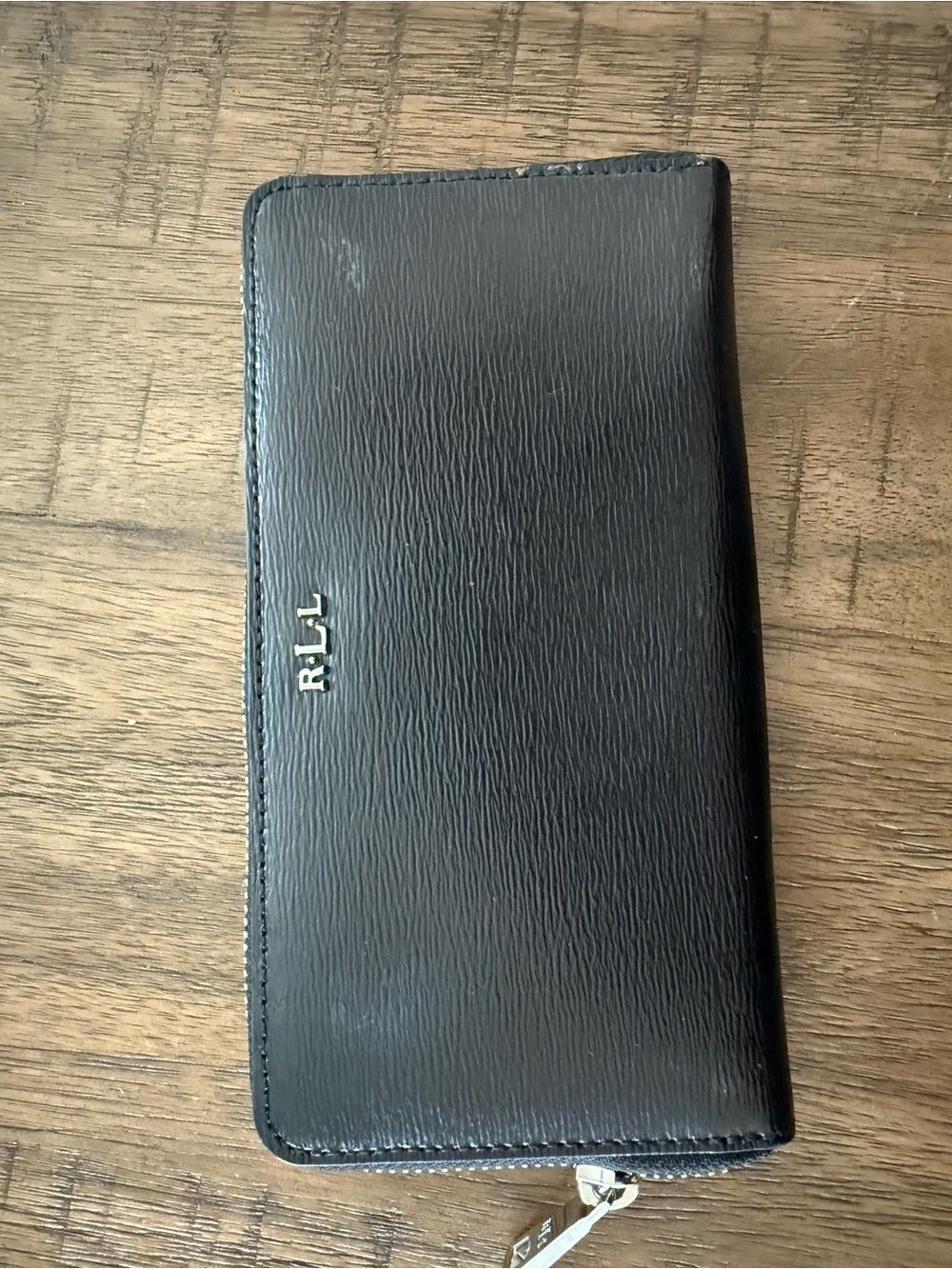 Ralph Lauren Black Zip Around Leather Wallet